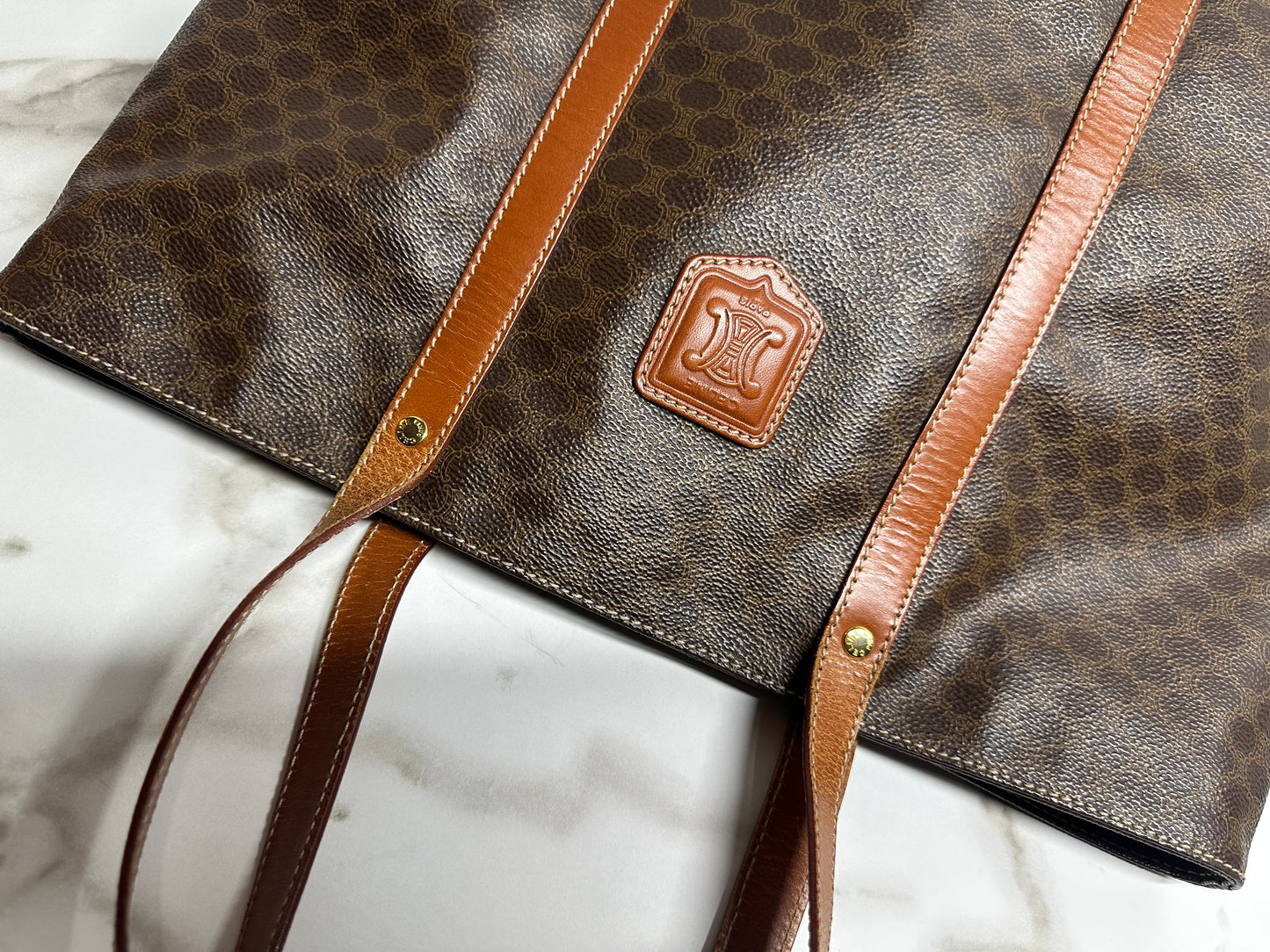 Celine Triomphe Vintage leather tote
