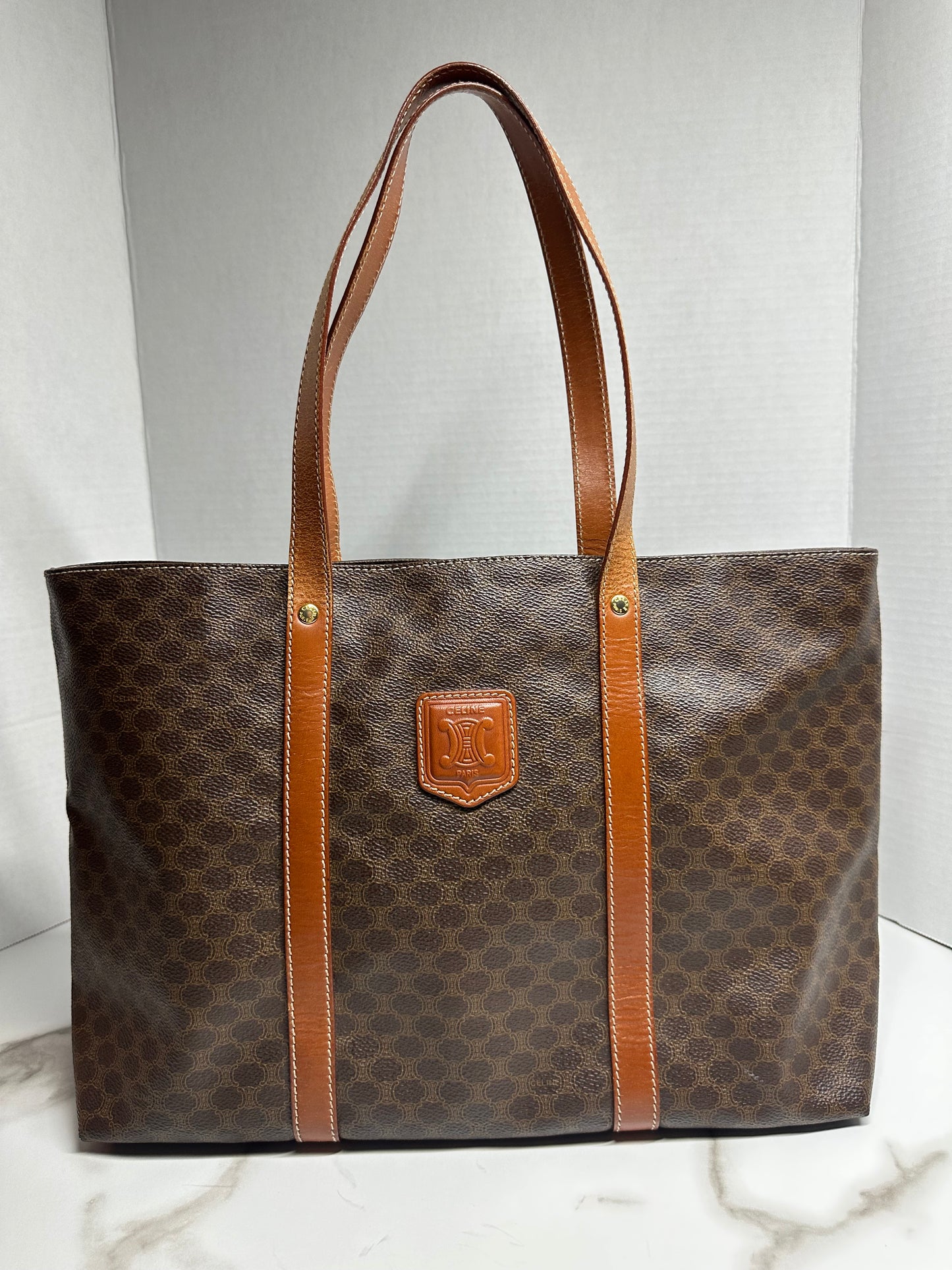 Celine Triomphe Vintage leather tote