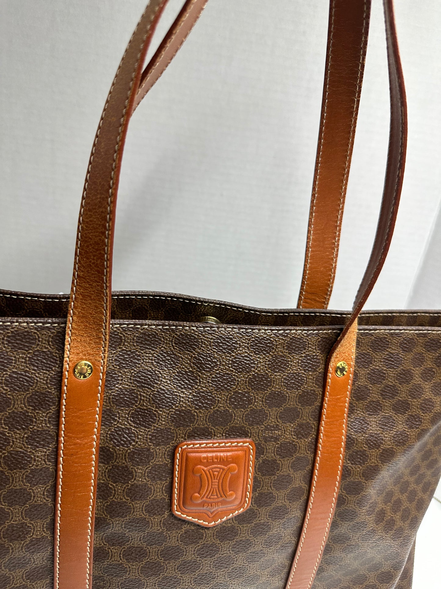 Celine Triomphe Vintage leather tote