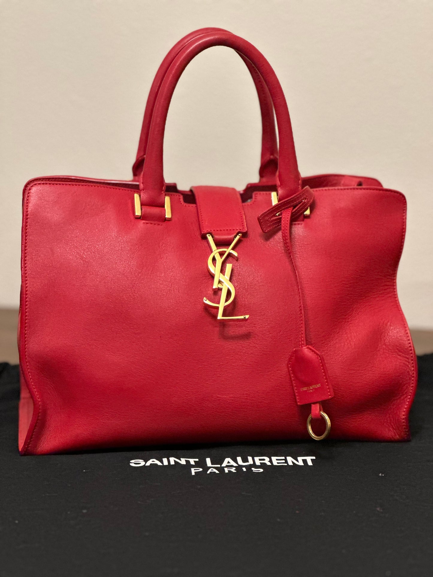 Saint Laurent Monogram Cabas Leather Baby Red