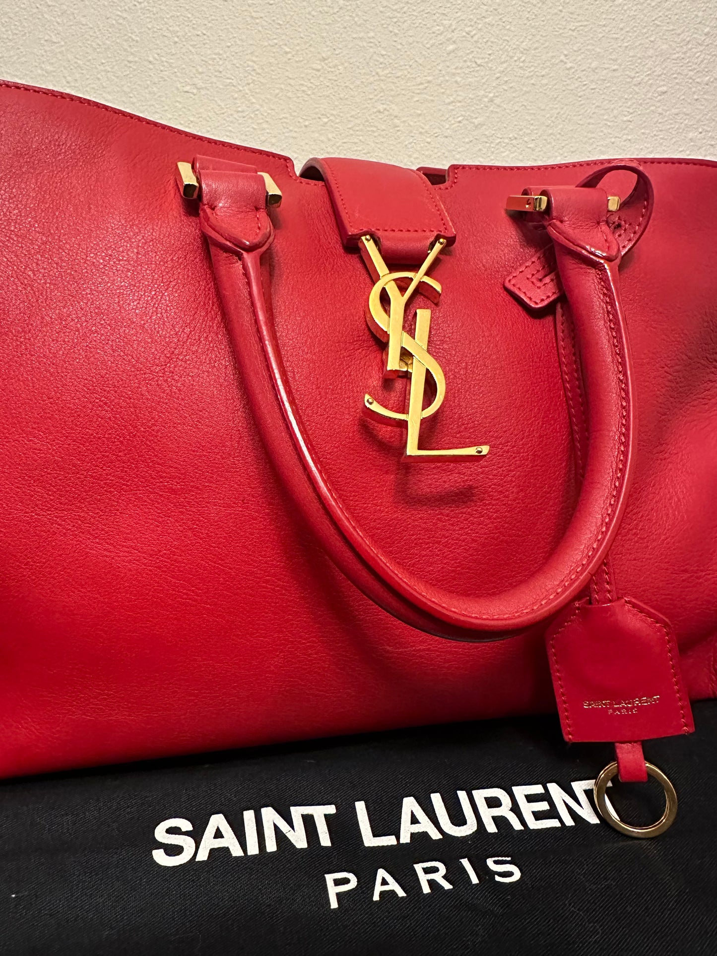 Saint Laurent Monogram Cabas Leather Baby Red