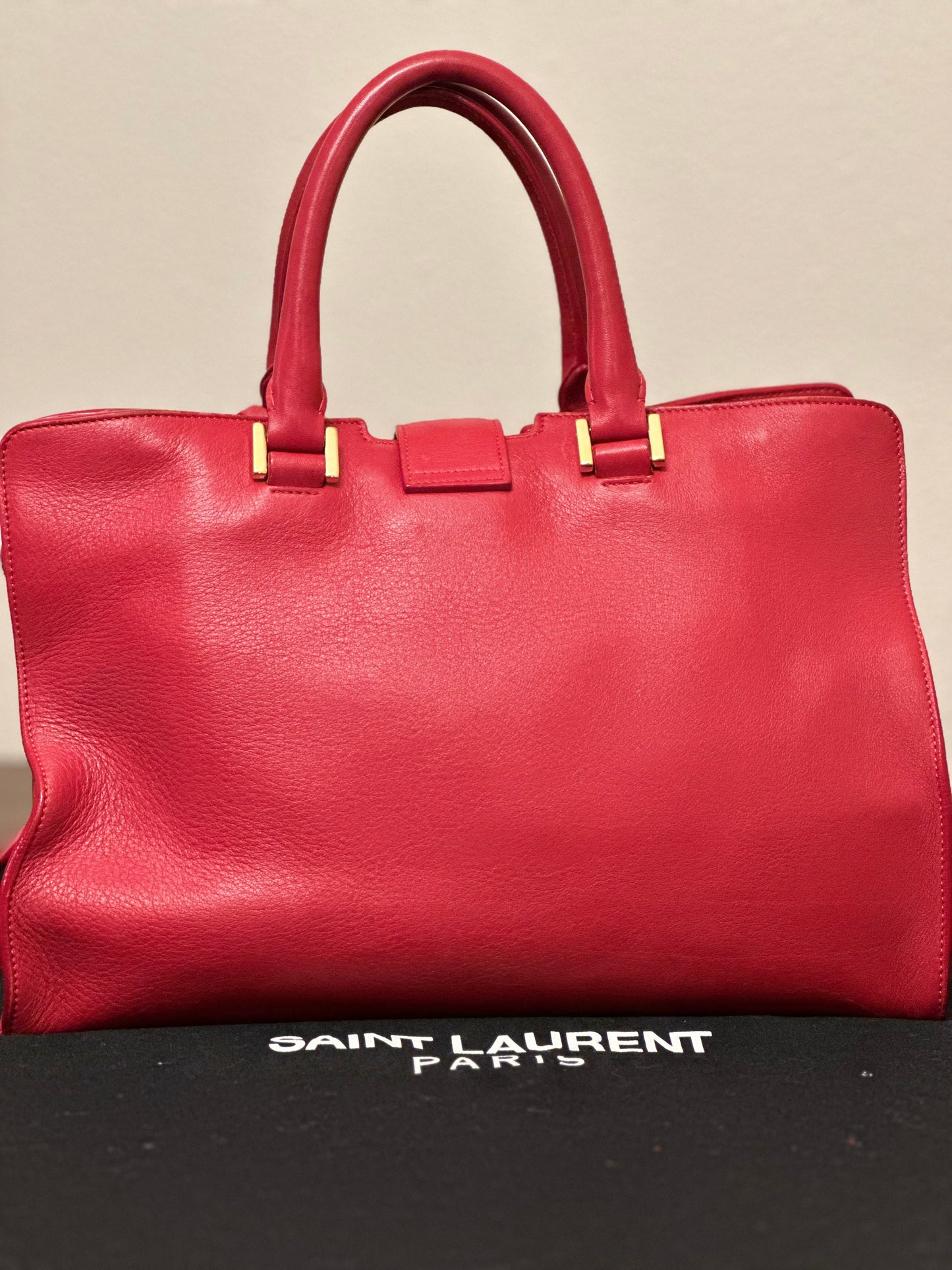 Saint Laurent Monogram Cabas Leather Baby Red