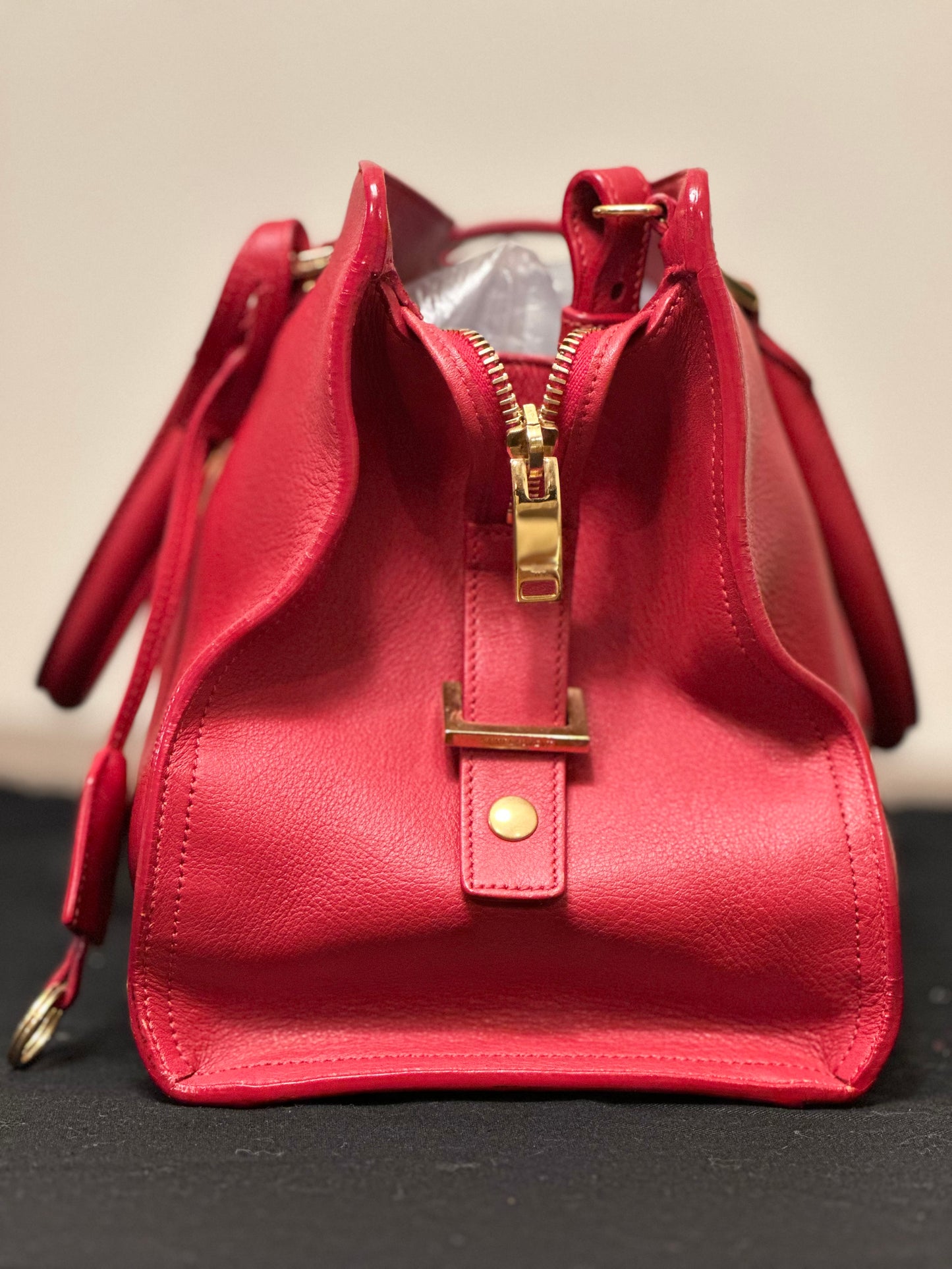 Saint Laurent Monogram Cabas Leather Baby Red