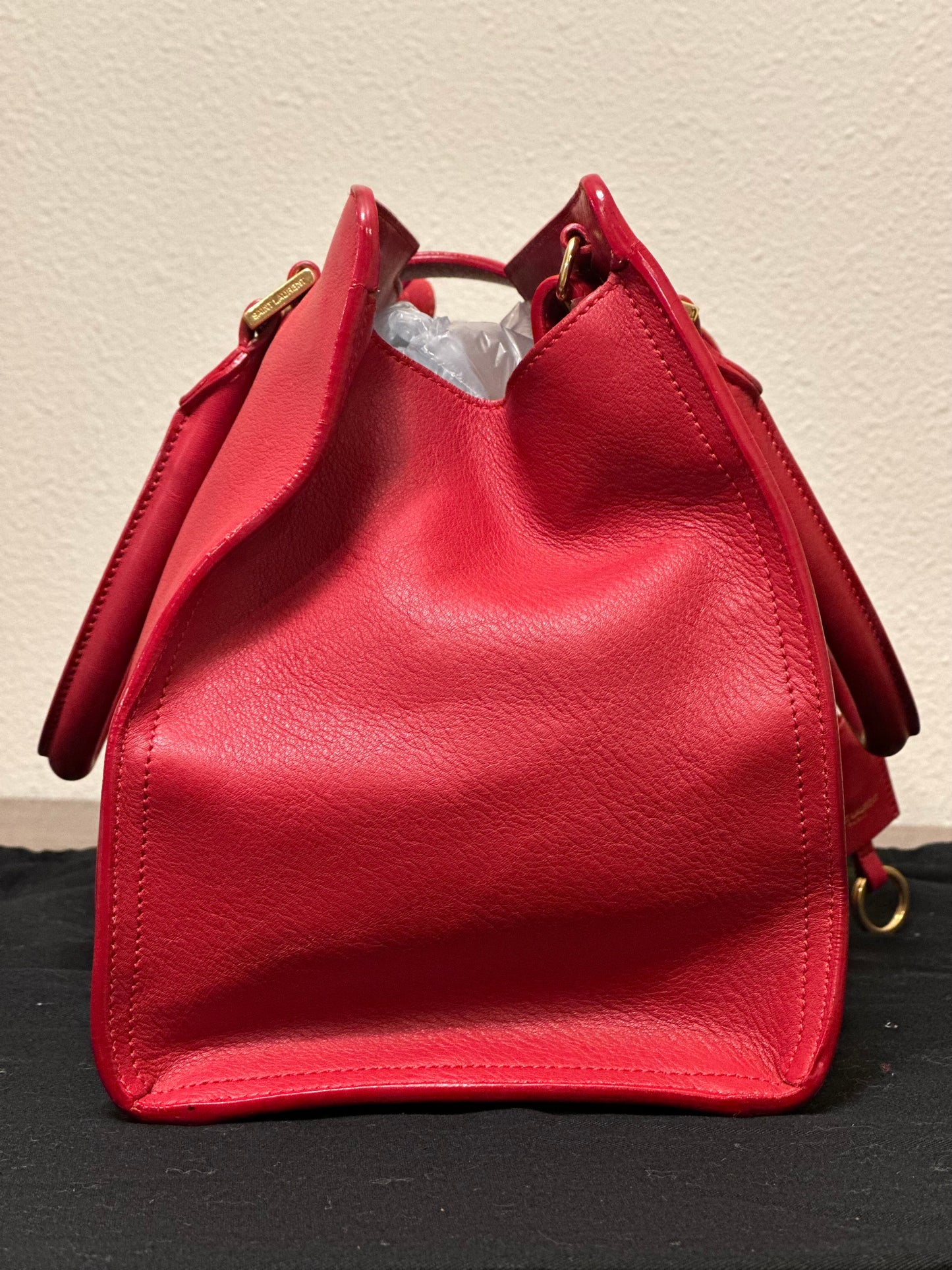 Saint Laurent Monogram Cabas Leather Baby Red