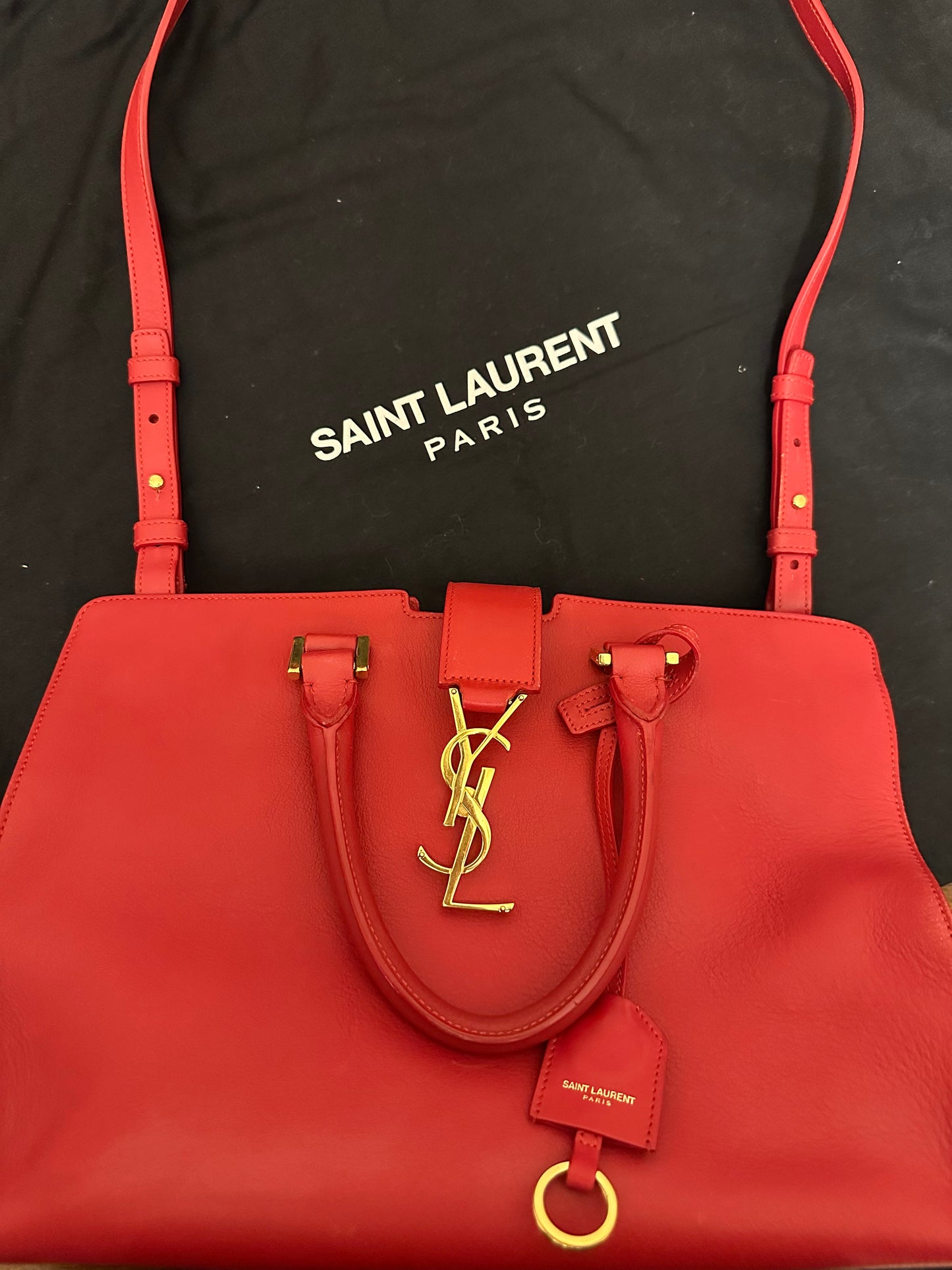 Saint Laurent Monogram Cabas Leather Baby Red