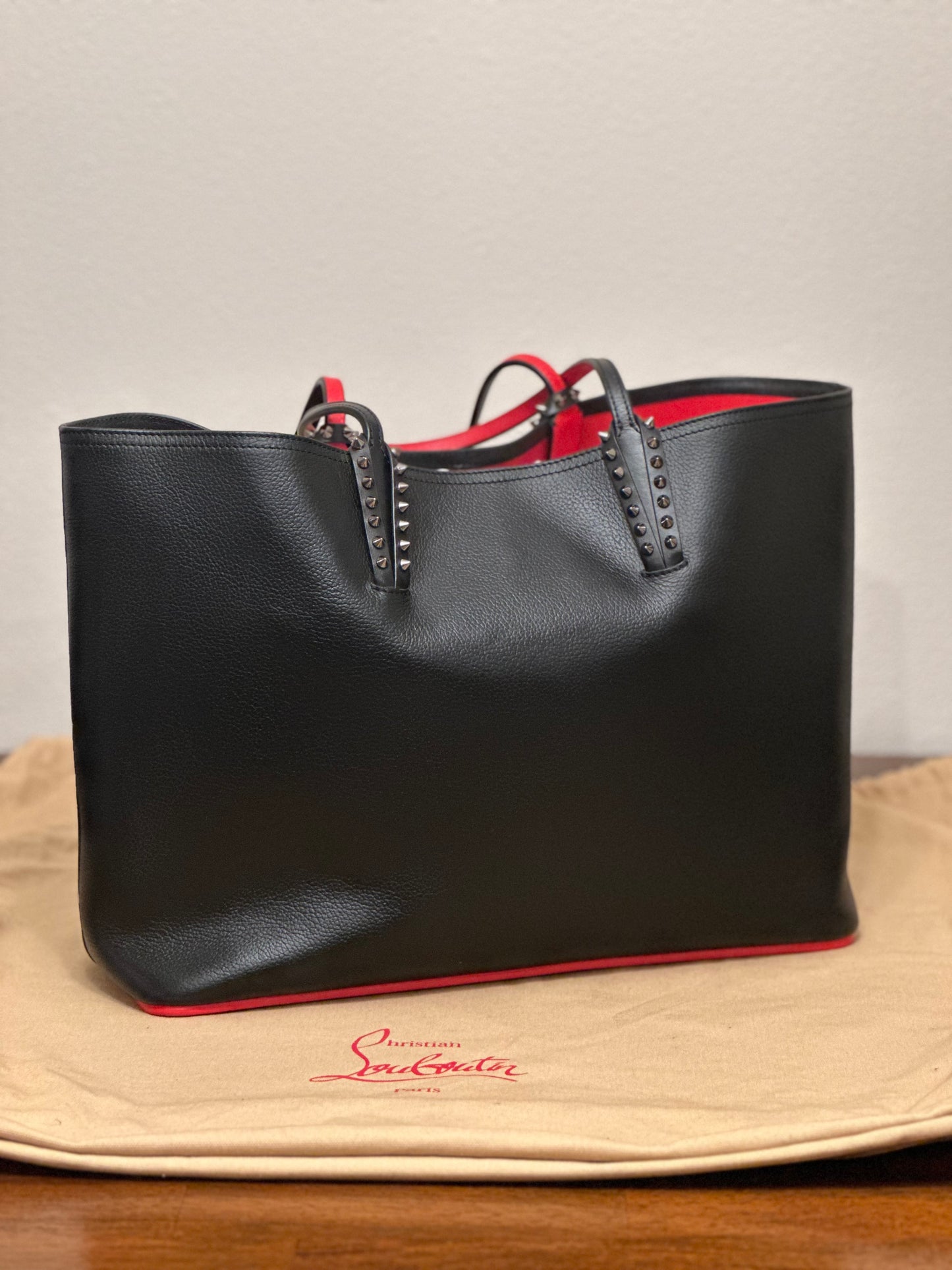 CHRISTIAN LOUBOUTIN Large Cabarock Calfskin Leather Tote