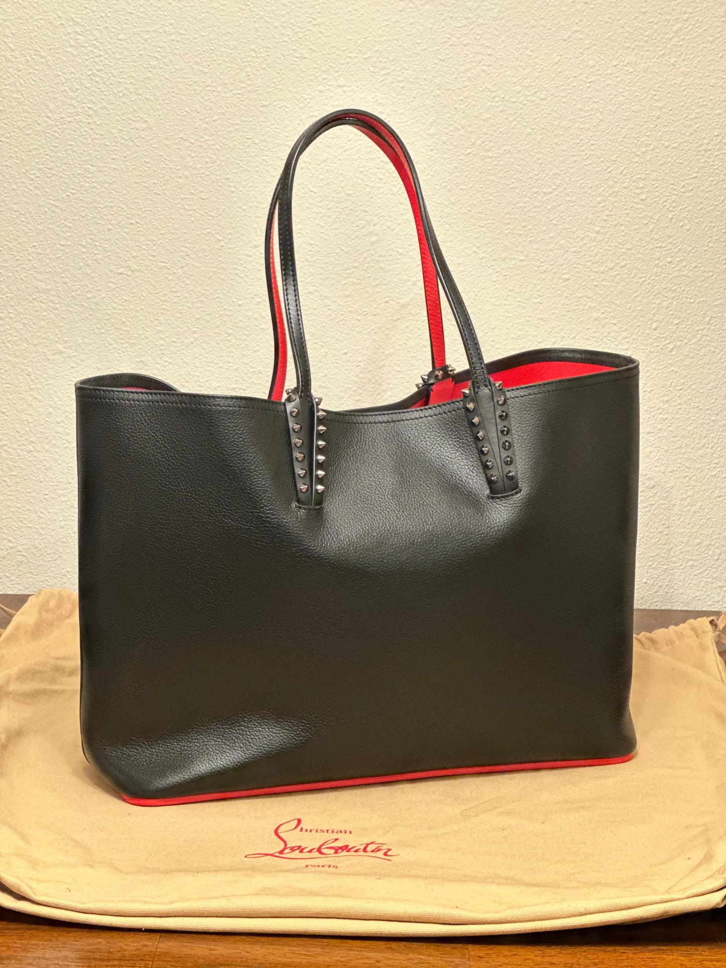 CHRISTIAN LOUBOUTIN Large Cabarock Calfskin Leather Tote