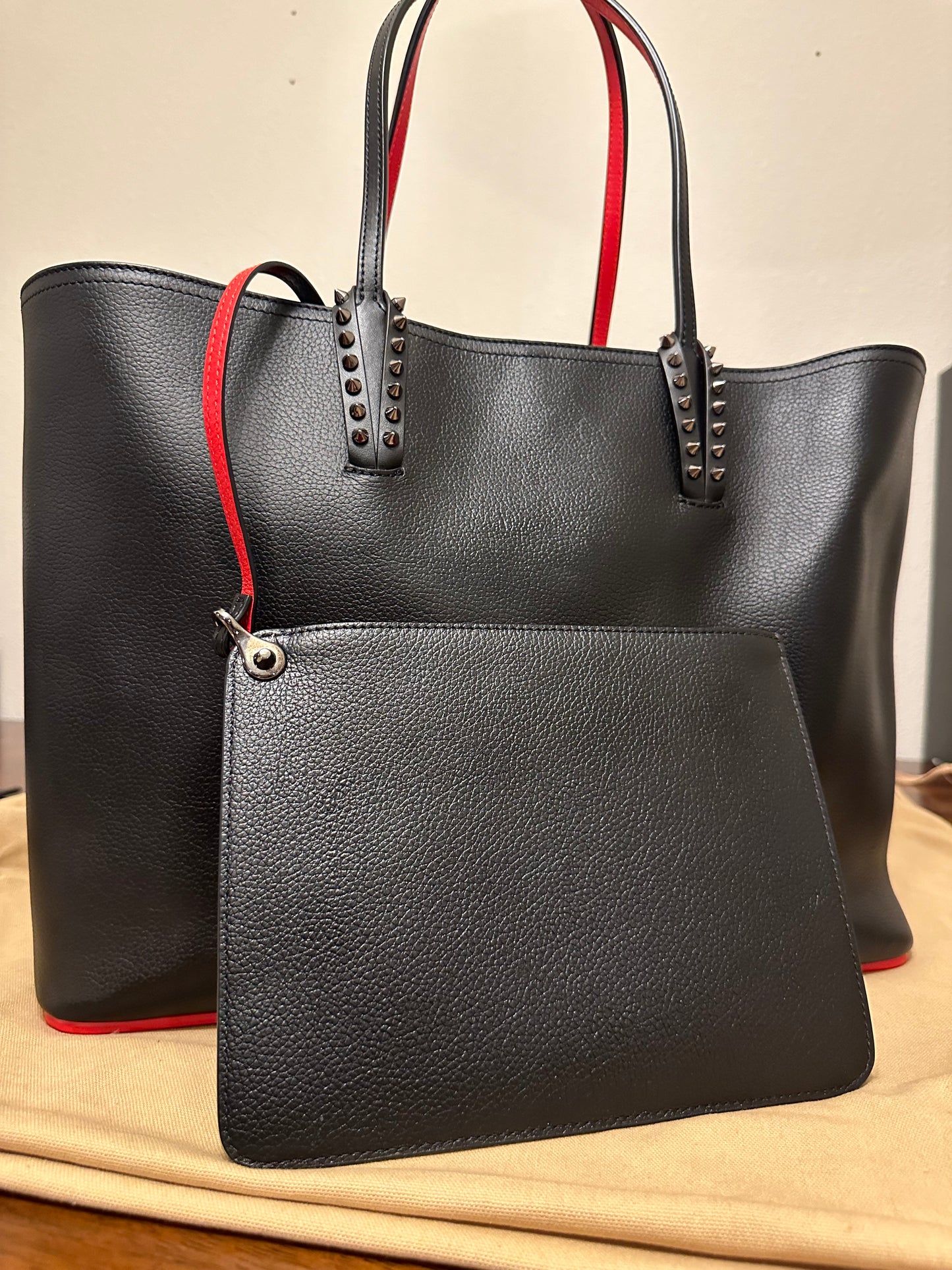 CHRISTIAN LOUBOUTIN Large Cabarock Calfskin Leather Tote