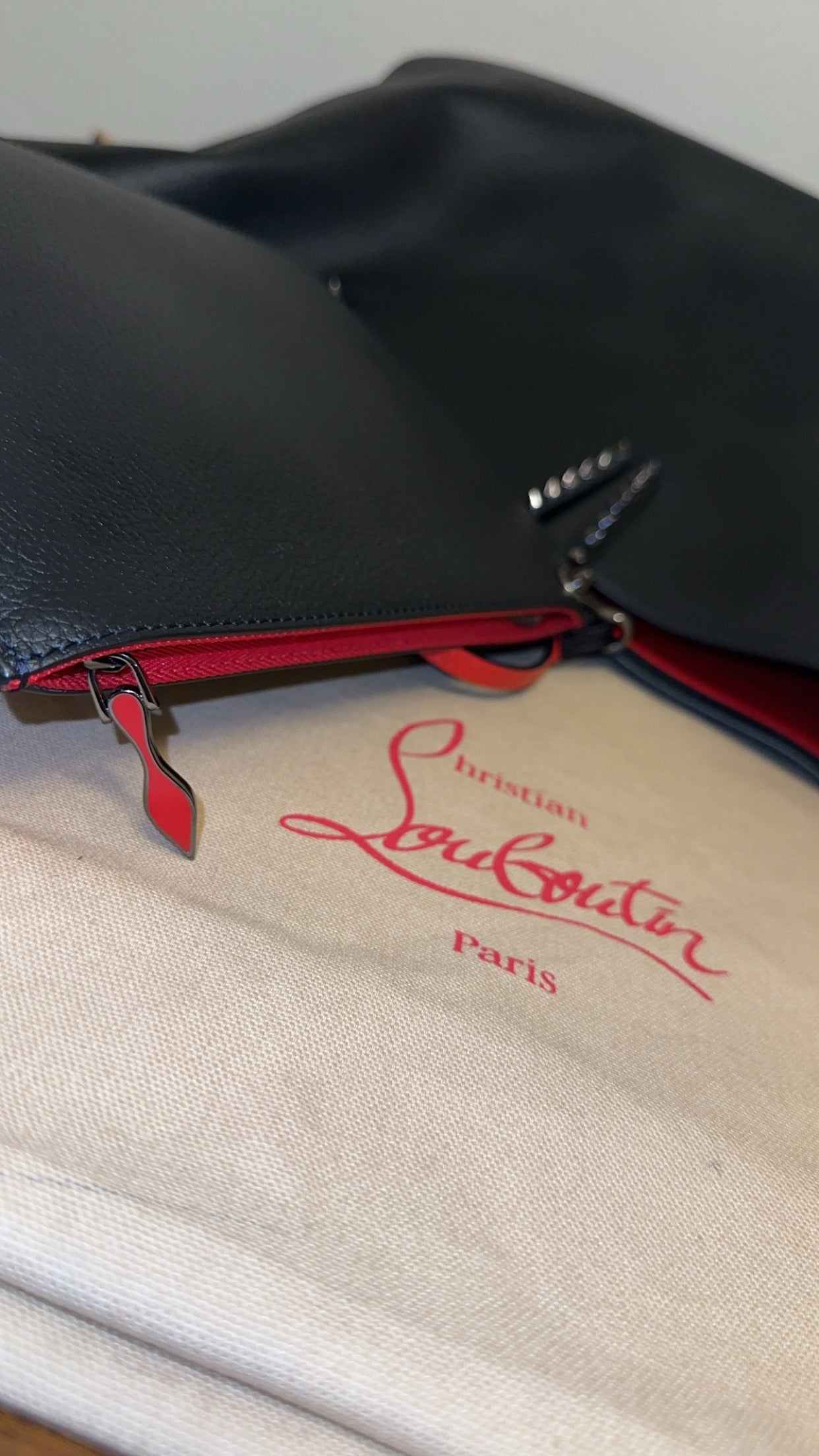 CHRISTIAN LOUBOUTIN Large Cabarock Calfskin Leather Tote