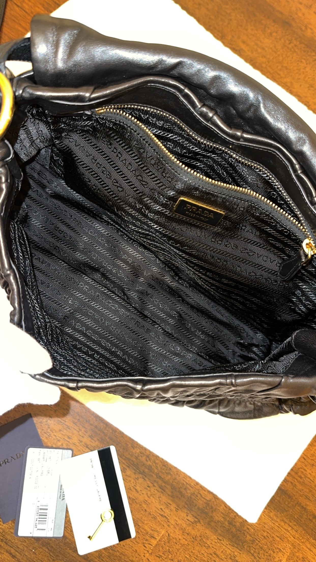 PRADA Nappa Dressy Gaufre Flap Bag Nero Black