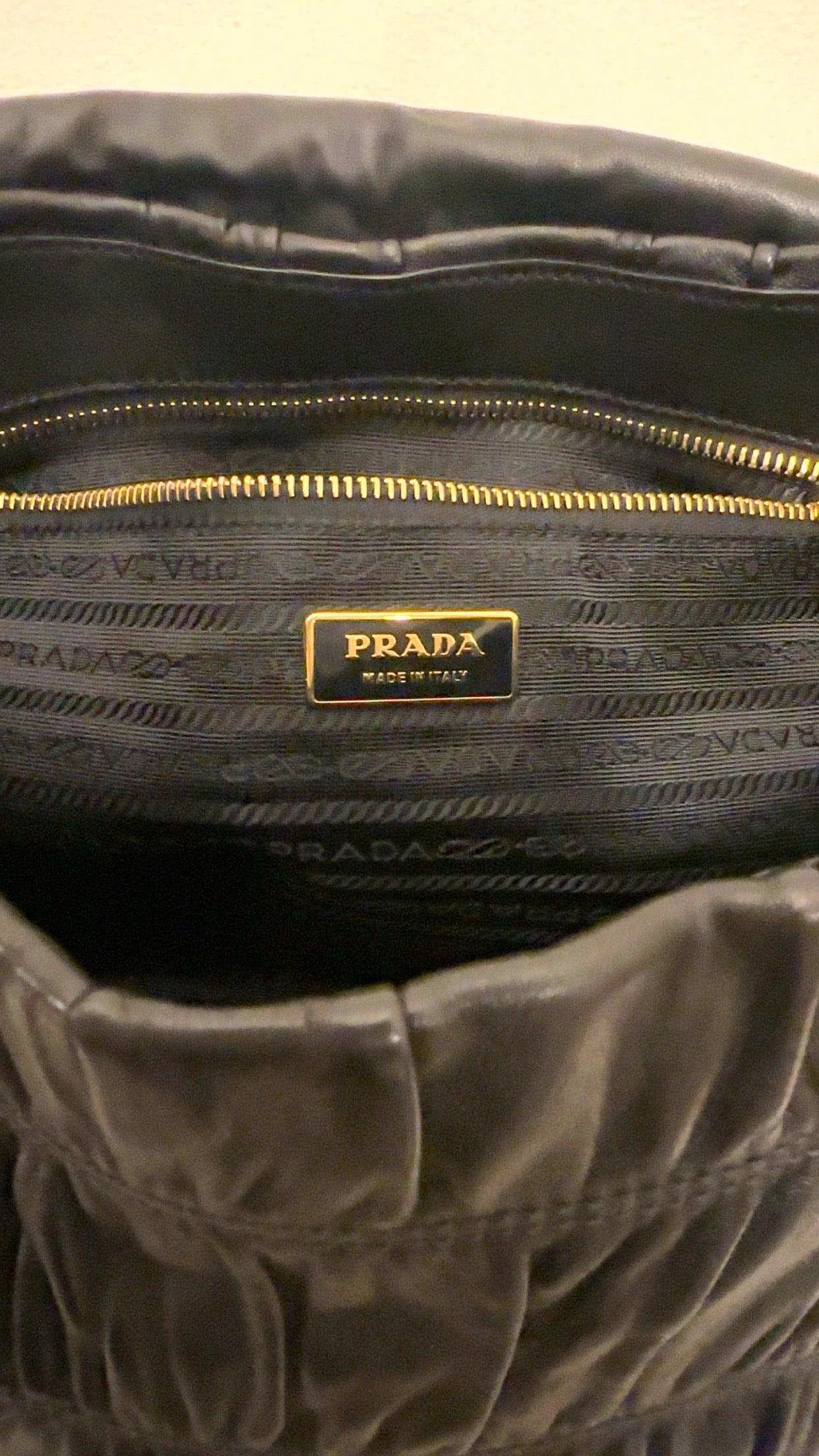 PRADA Nappa Dressy Gaufre Flap Bag Nero Black