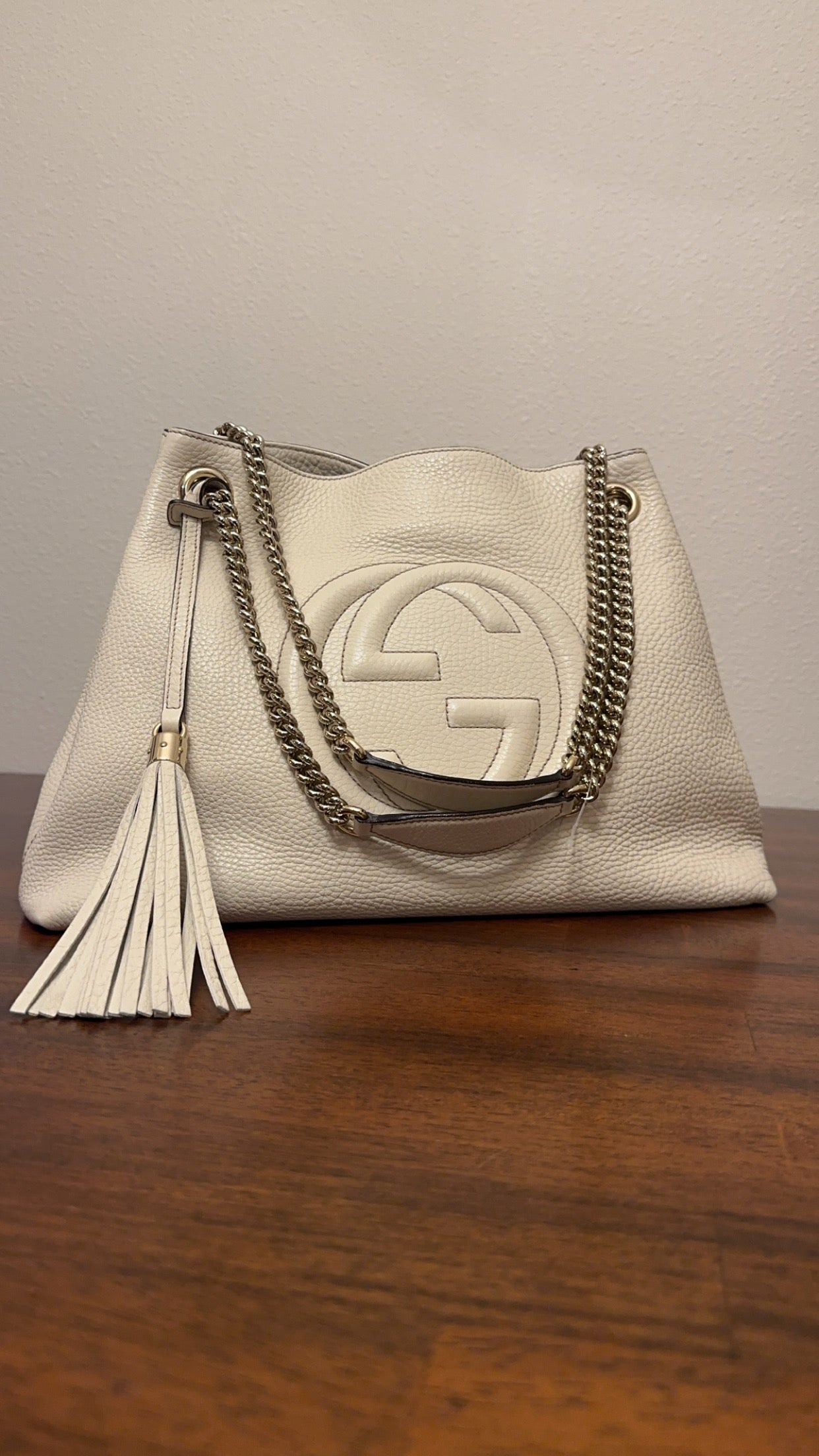 Gucci Soho winter white Leather Chain Strap Shoulder Bag