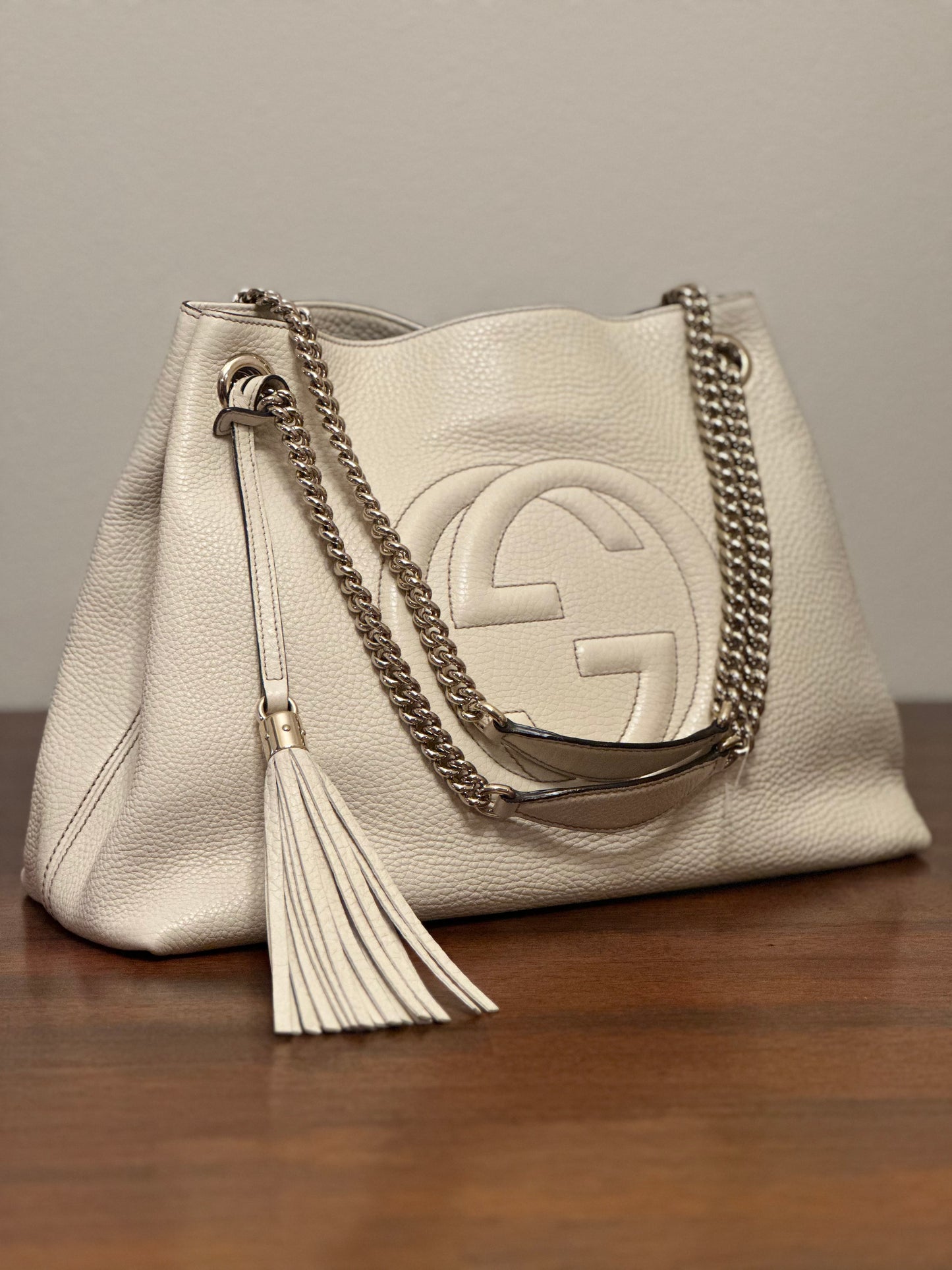 Gucci Soho winter white Leather Chain Strap Shoulder Bag