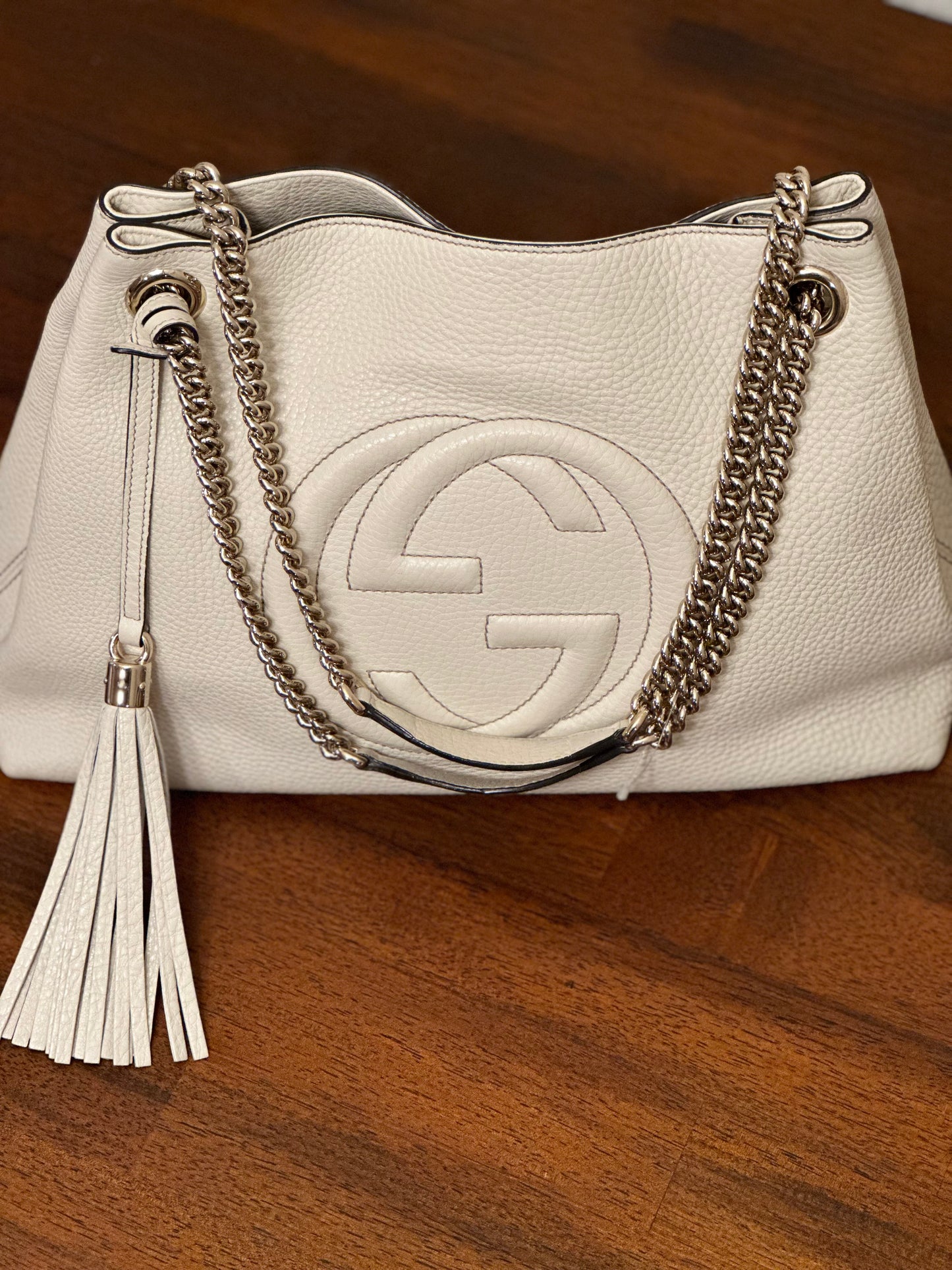 Gucci Soho winter white Leather Chain Strap Shoulder Bag