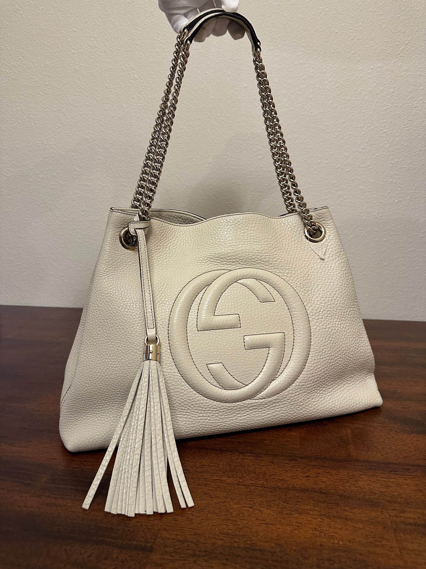 Gucci Soho winter white Leather Chain Strap Shoulder Bag