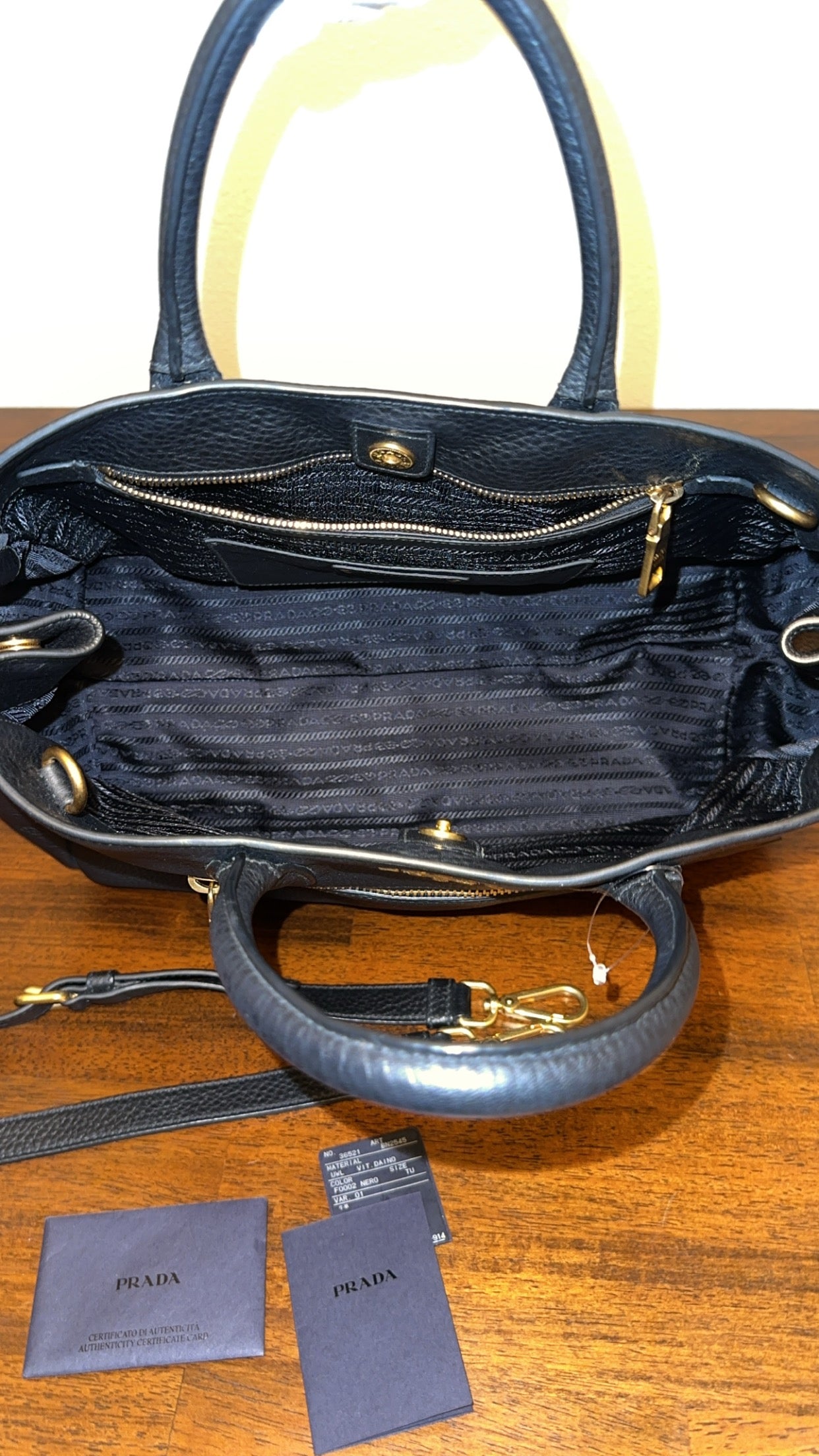 Prada Front Pocket Convertible Tote Vitello Daino Medium