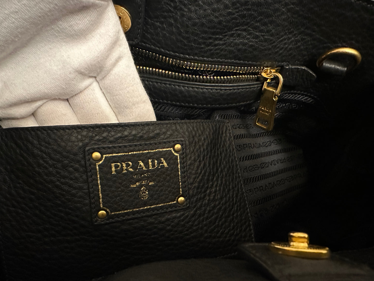 Prada Front Pocket Convertible Tote Vitello Daino Medium