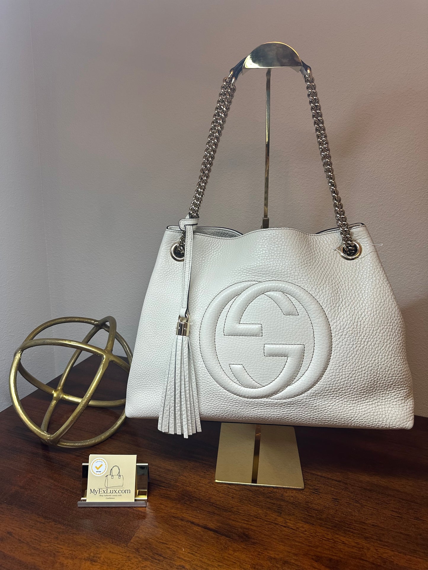 Gucci Soho winter white Leather Chain Strap Shoulder Bag