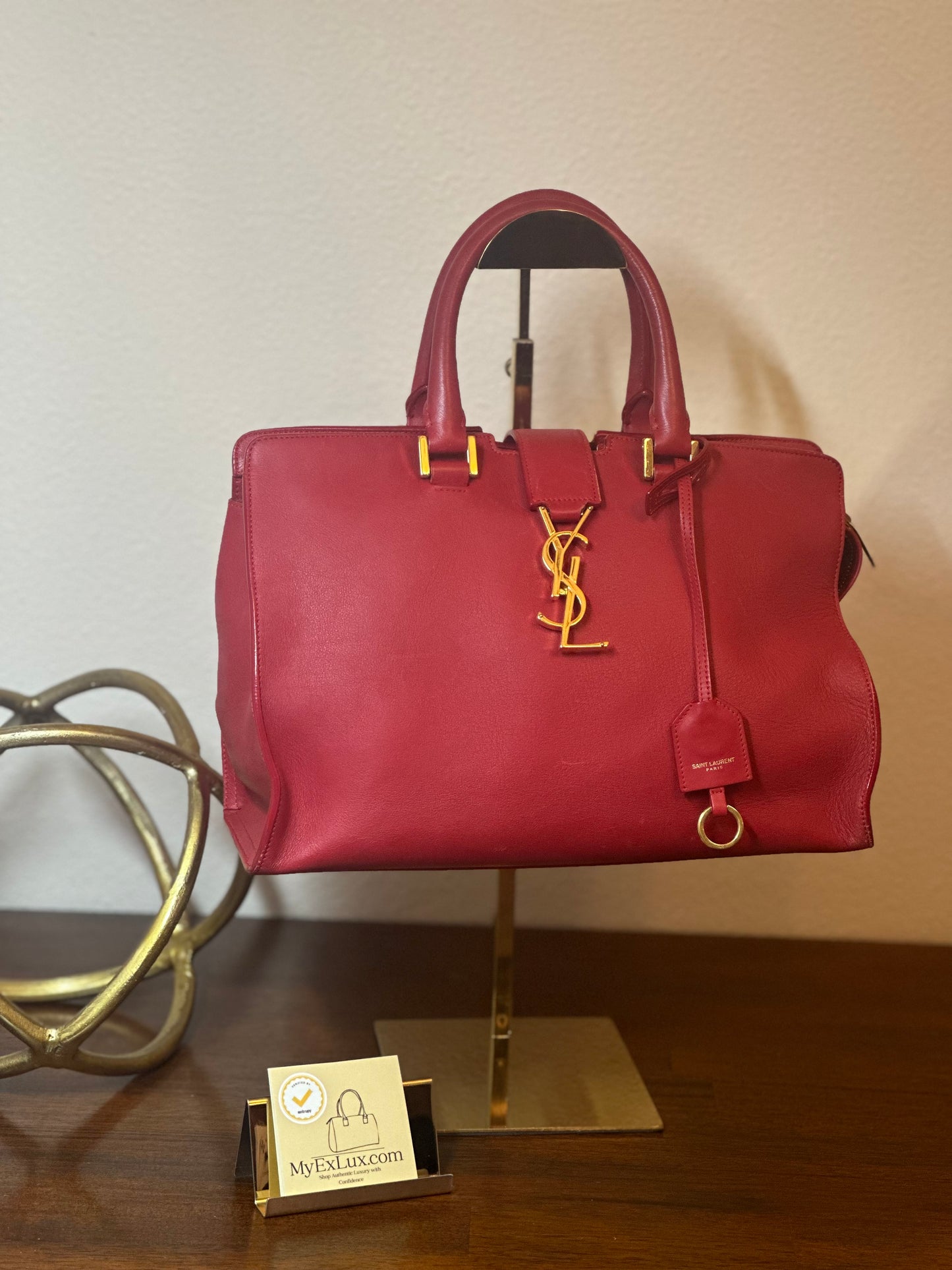 Saint Laurent Monogram Cabas Leather Baby Red