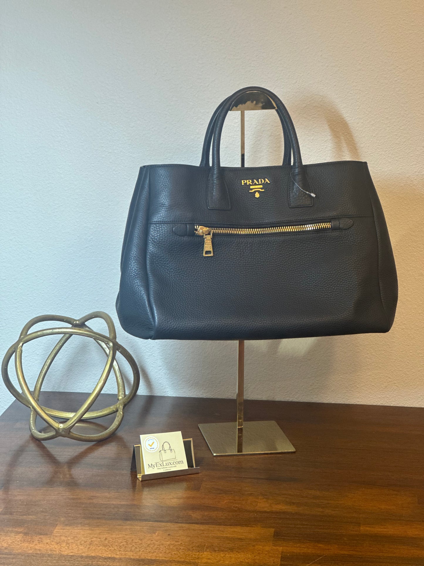 Prada Front Pocket Convertible Tote Vitello Daino Medium