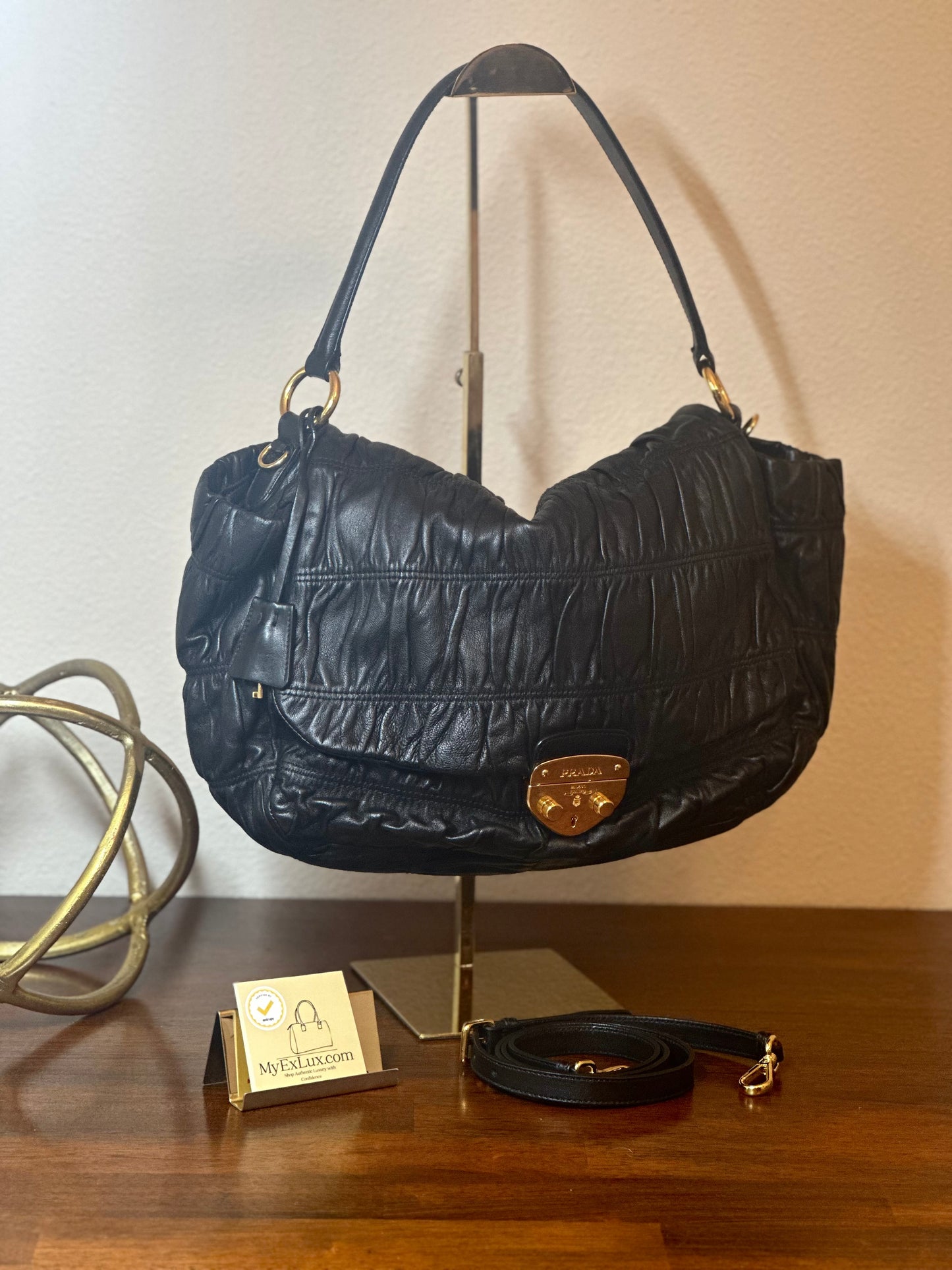 PRADA Nappa Dressy Gaufre Flap Bag Nero Black