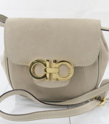 Available Ferragamo Gancini Beige Suede Crossbody Bag