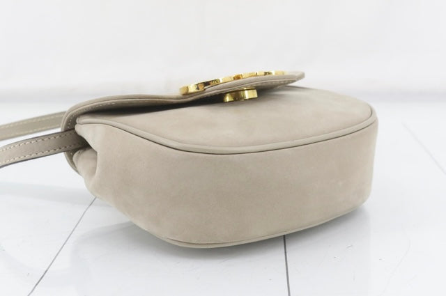 Available Ferragamo Gancini Beige Suede Crossbody Bag