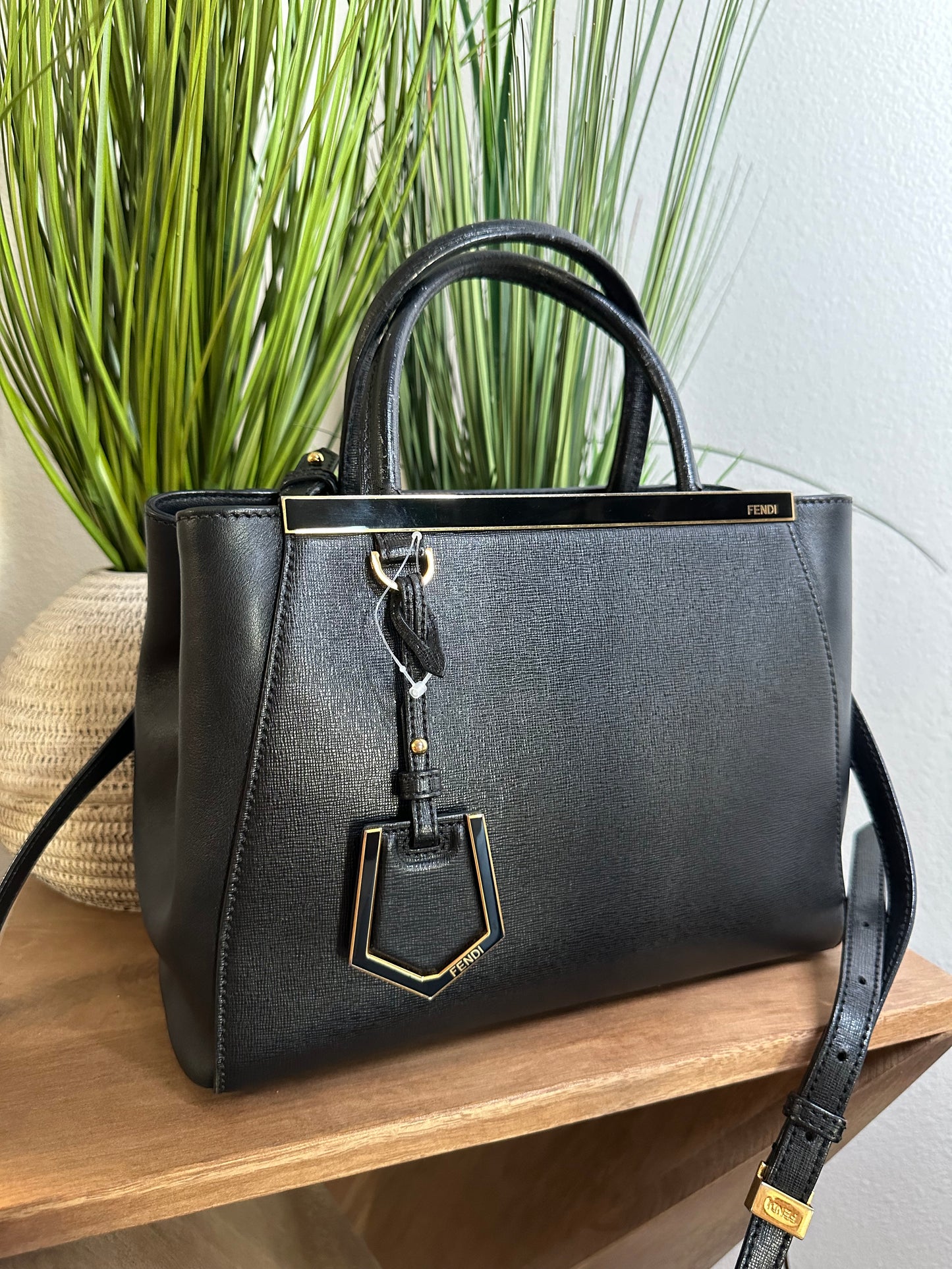 FENDI Petit Toujour Shoulder 2way Handbag Black Leather Italy