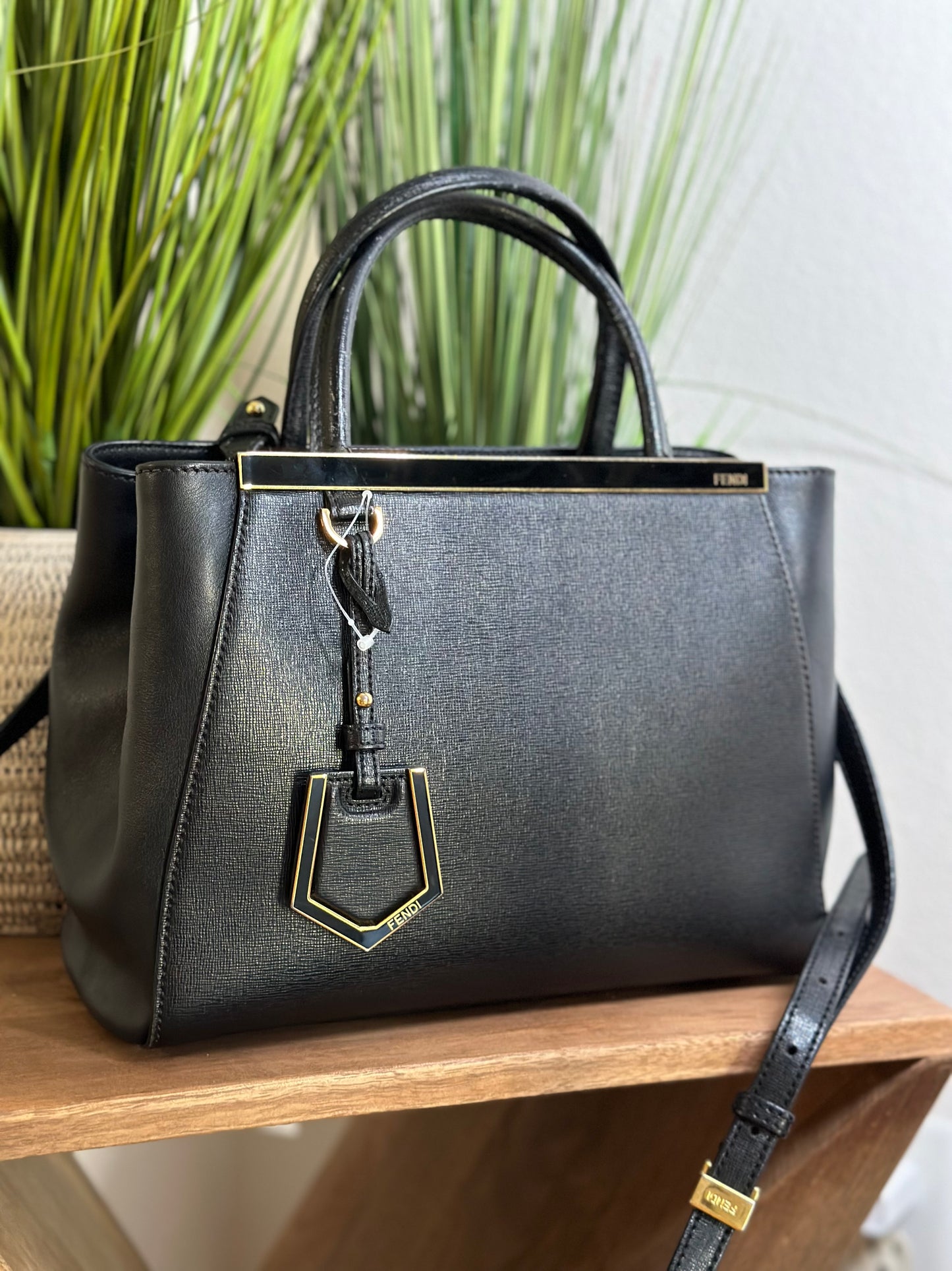 FENDI Petit Toujour Shoulder 2way Handbag Black Leather Italy