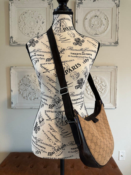 Available Gucci Web Half Moon Messenger vintage
