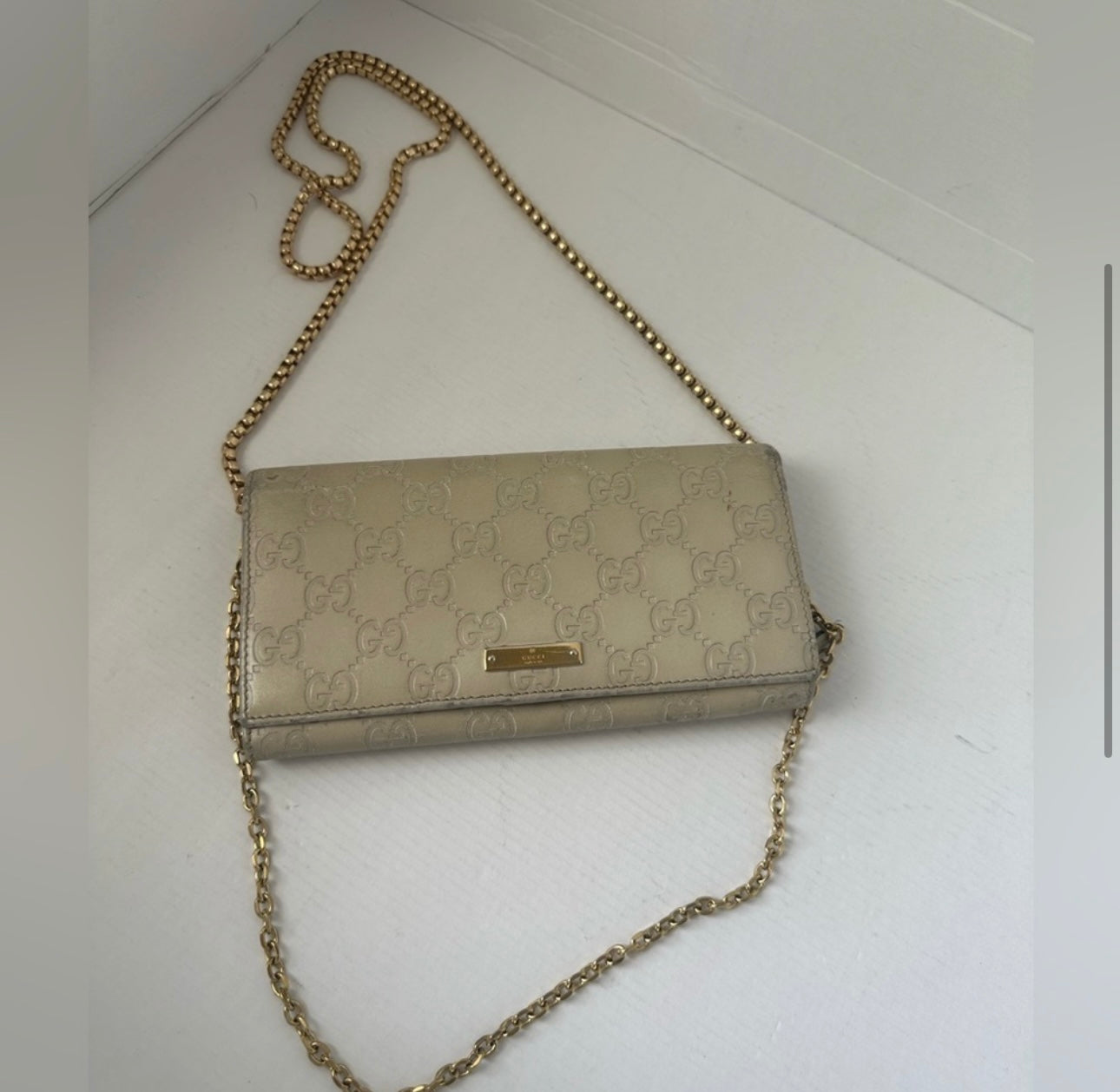 Gucci vintage GG leather wallet on chain