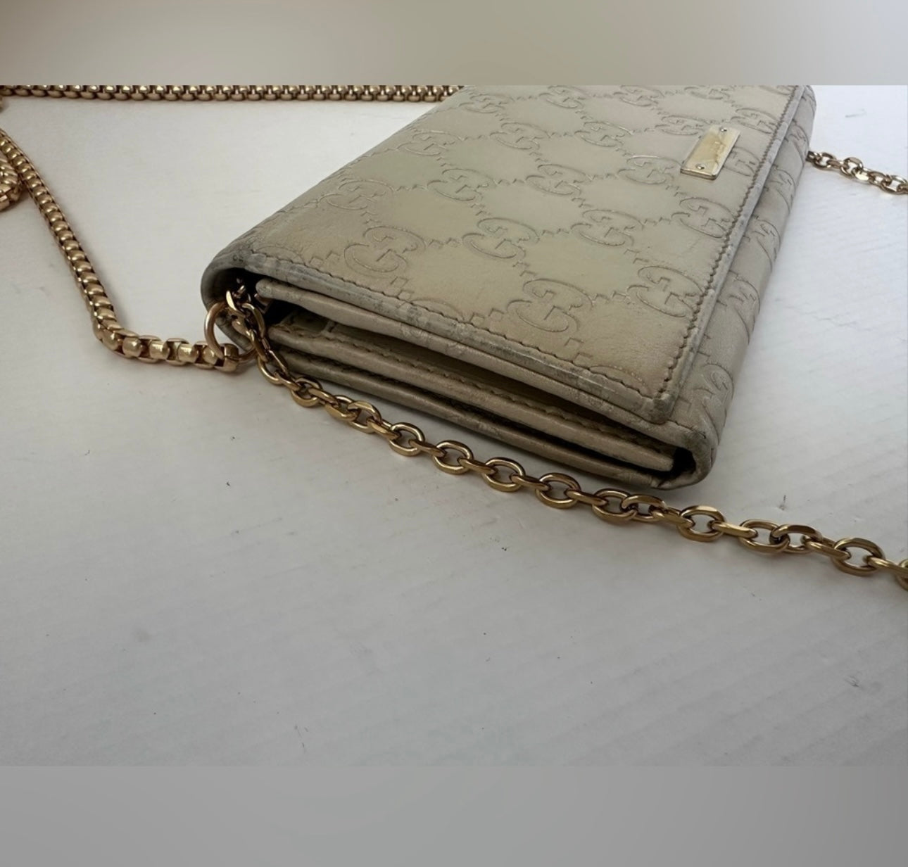 Gucci vintage GG leather wallet on chain