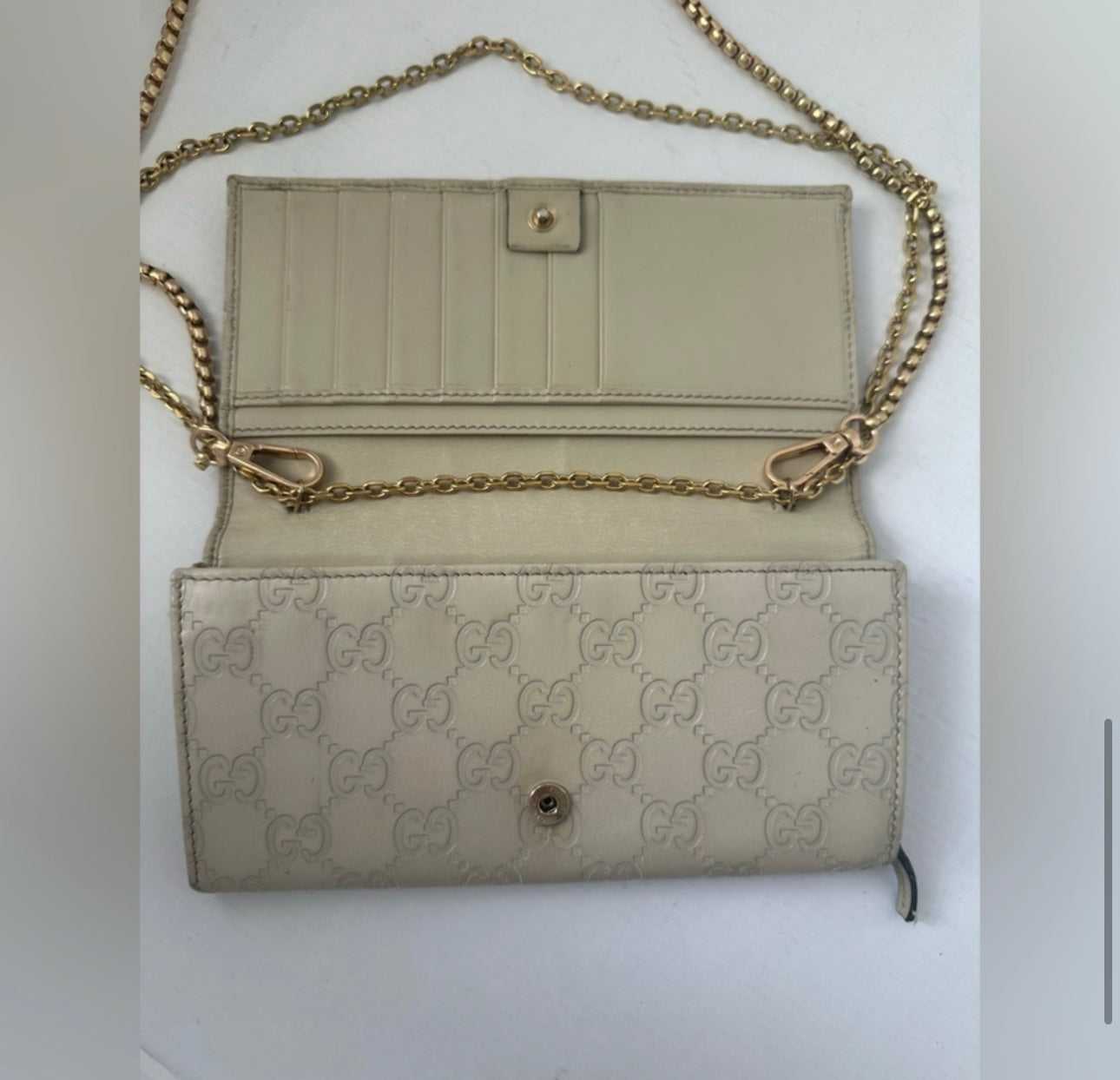 Gucci vintage GG leather wallet on chain