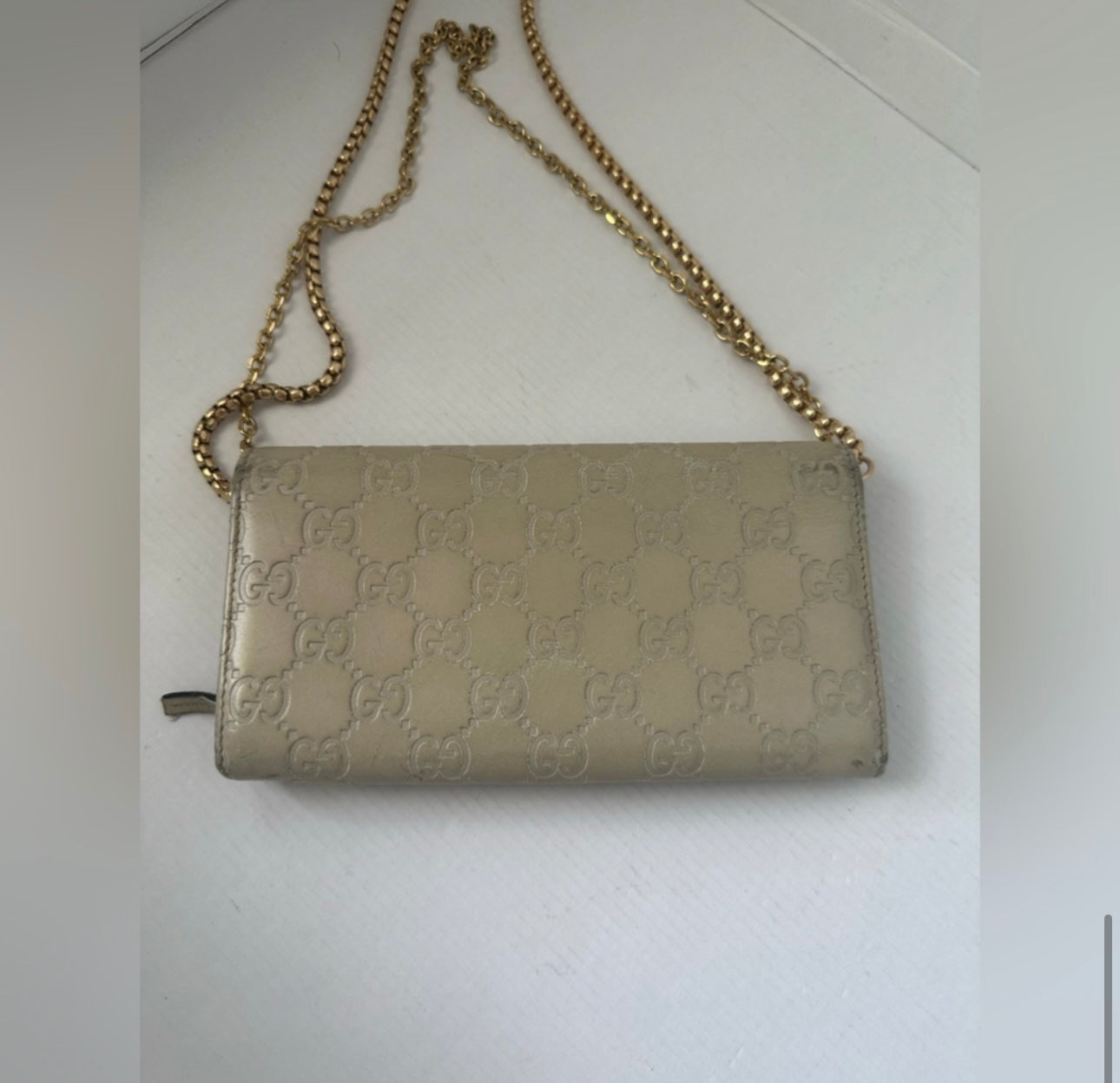 Gucci vintage GG leather wallet on chain