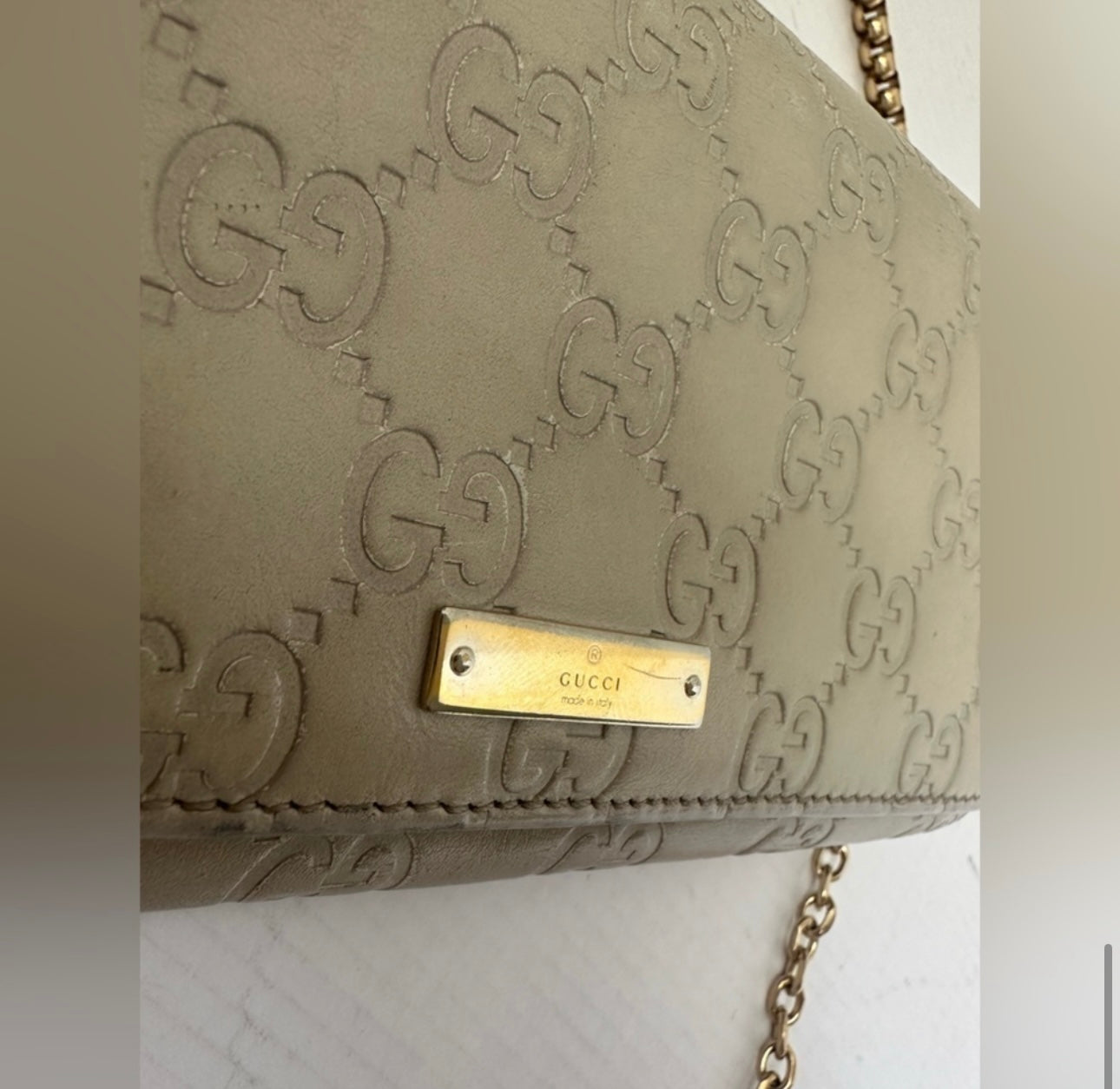 Gucci vintage GG leather wallet on chain