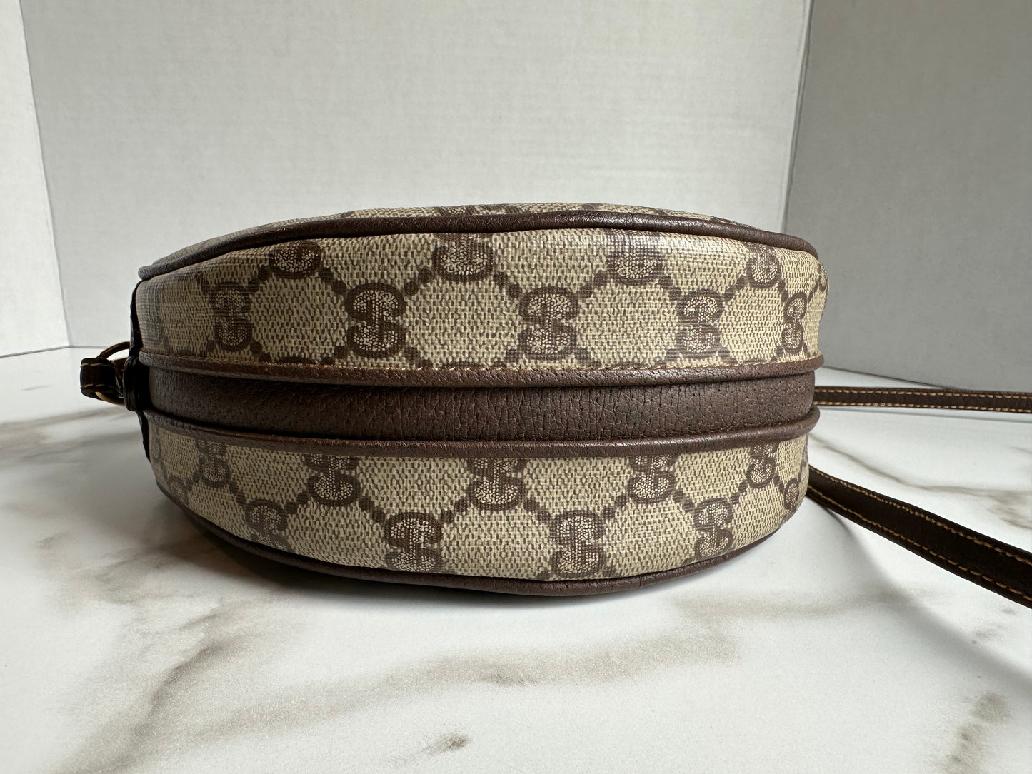 Available Gucci round Ophidia Monogram Canvas Canteen Bag Classic Brown